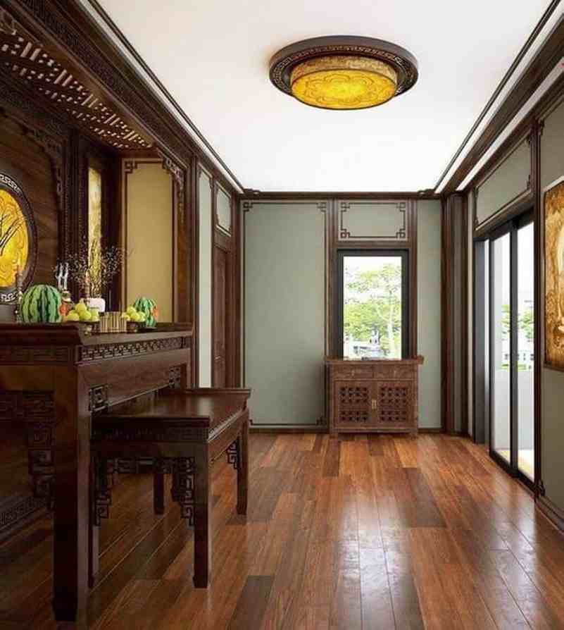 đèn ốp trần gỗ phòng thờ