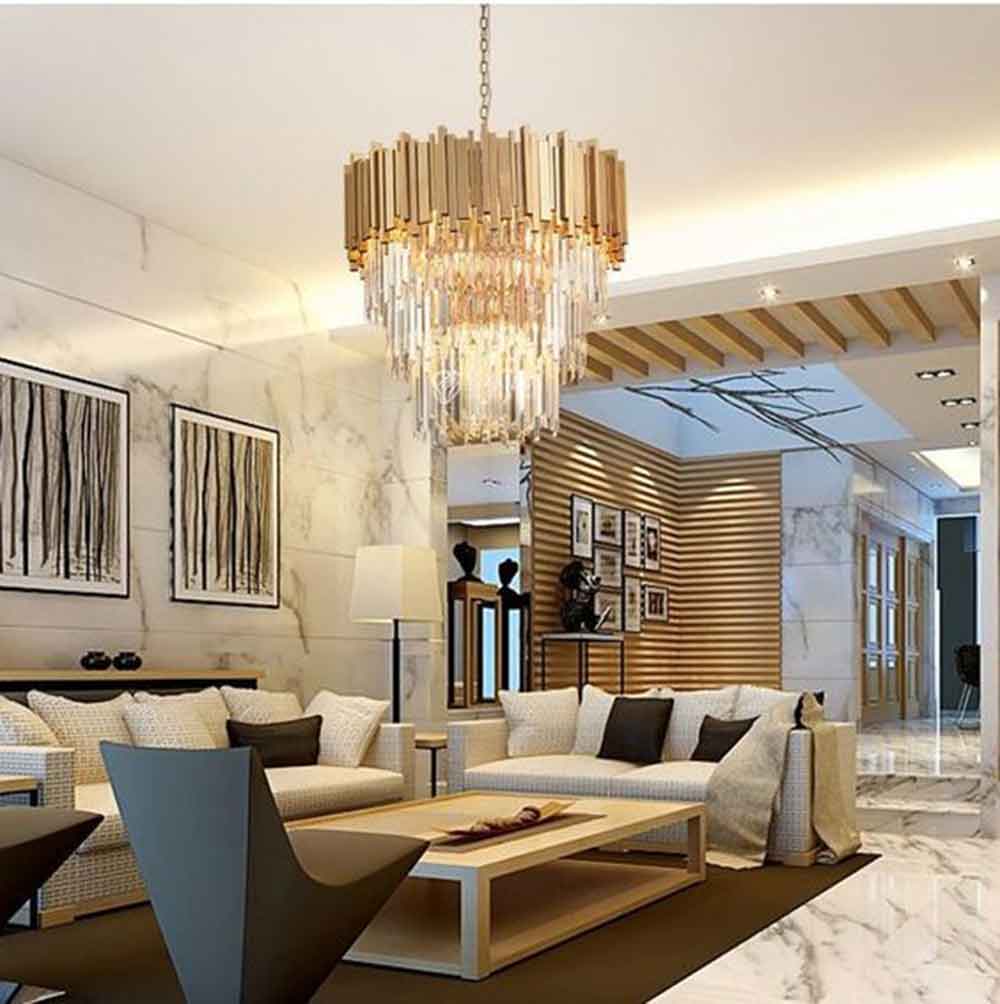 đèn chùm pha lê hiện đại