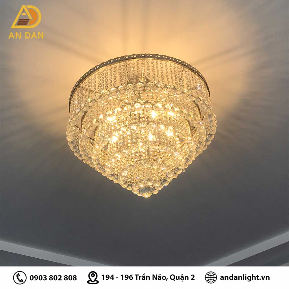 đèn ốp trần pha lê khu dân cư phú hữu