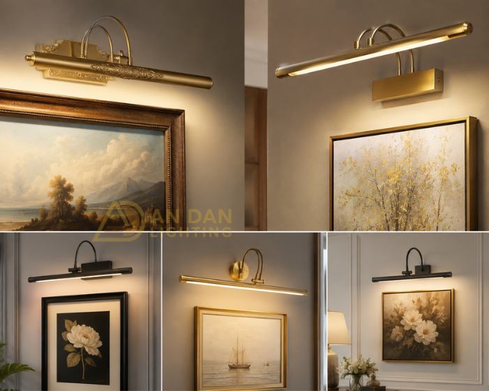 Ánh sáng đèn tường phù hợp với tranh treo tường