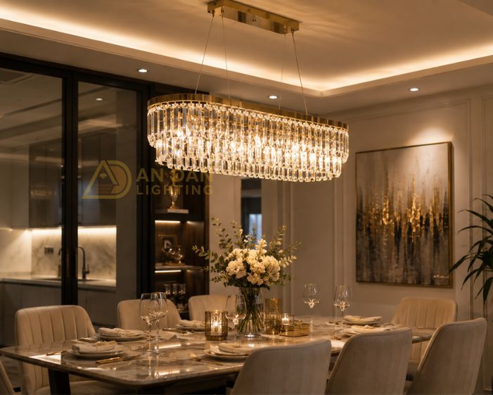 Các kiểu đèn thả phù hợp cho bàn ăn, phòng bếp