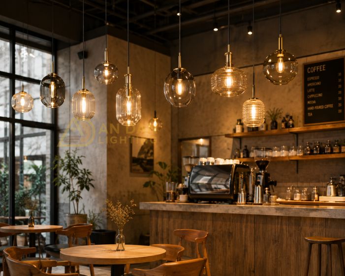 Hướng dẫn trang trí đèn thả quán cafe