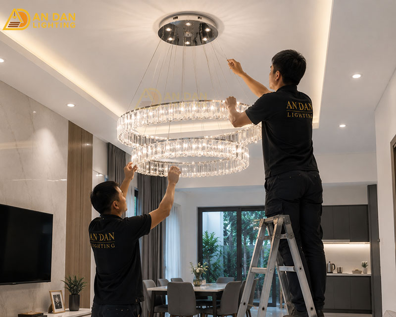 Lắp đèn chùm pha lê cho trần thạch cao cần lưu ý gì?