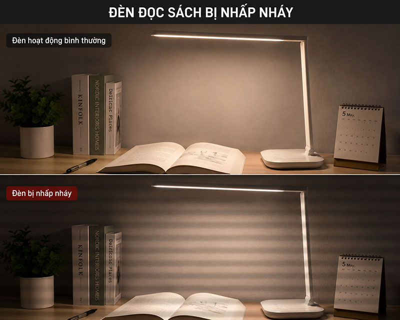 đèn đọc sách bị nhấp nháy