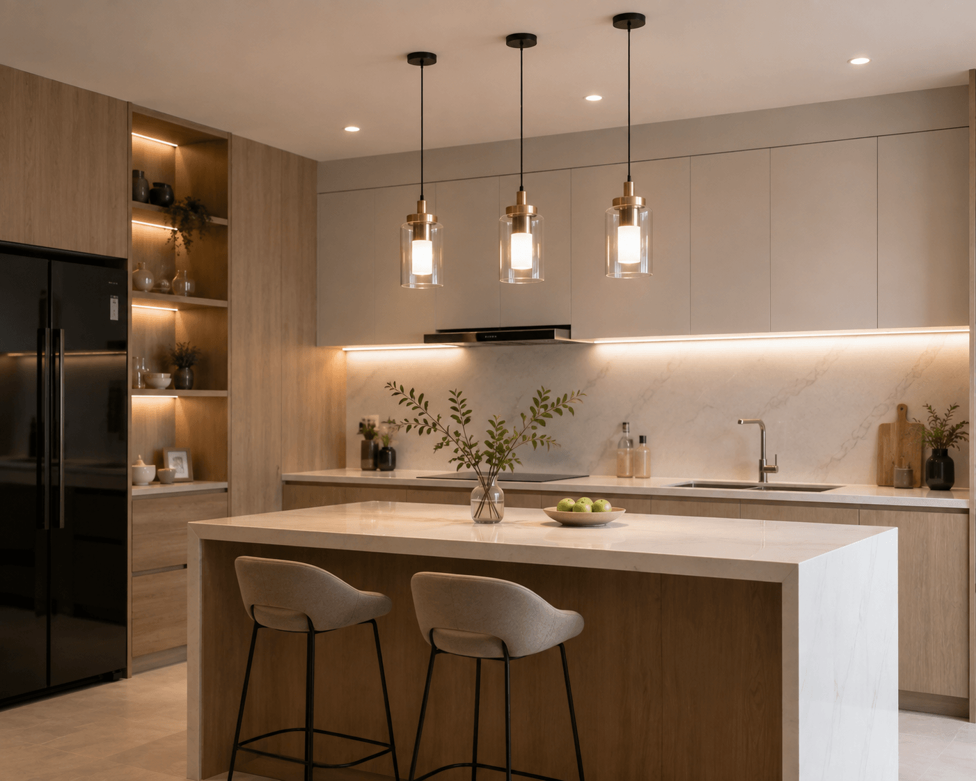 Chiều cao treo đèn chùm đảo bếp chuẩn là bao nhiêu