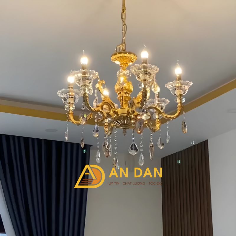 đèn chùm đồng mạ vàng