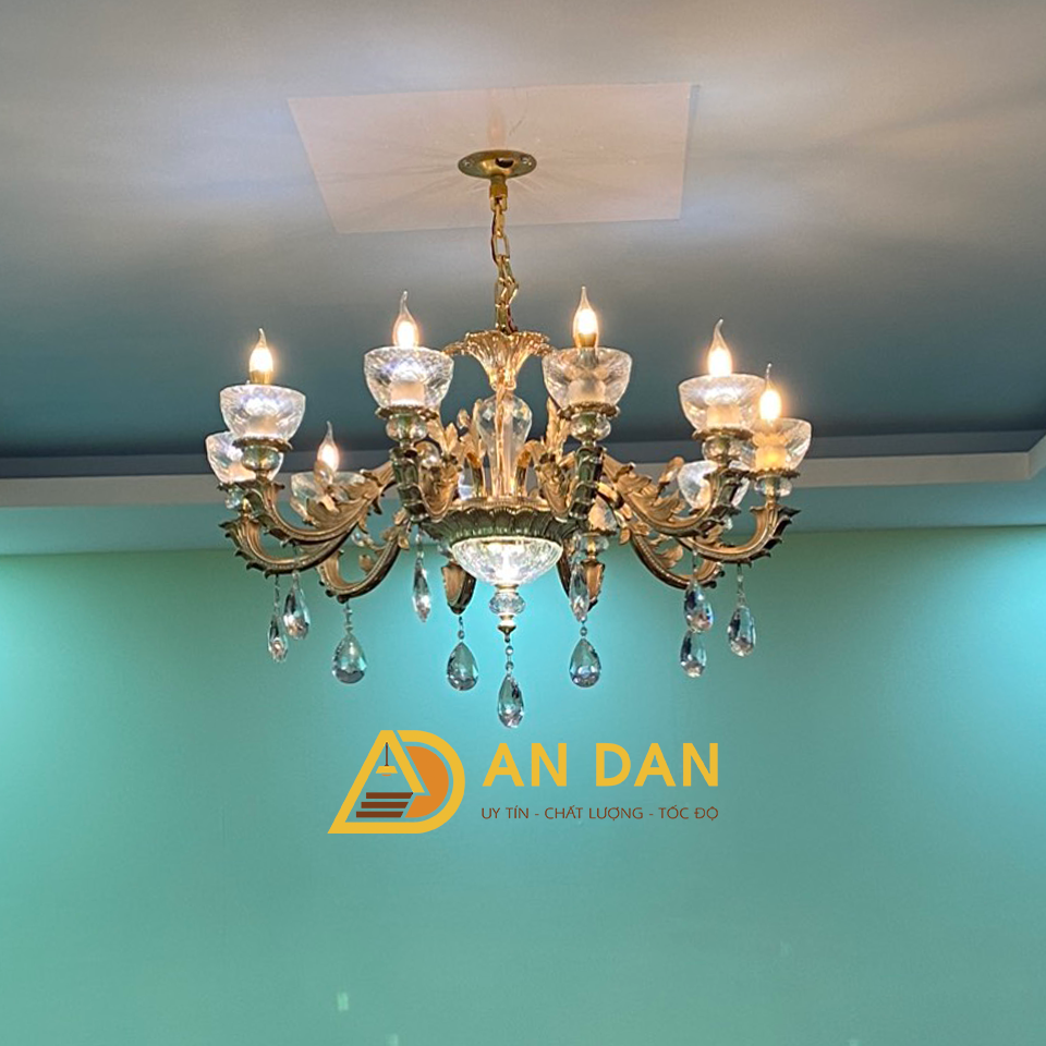 đèn chùm đồng mạ vàng