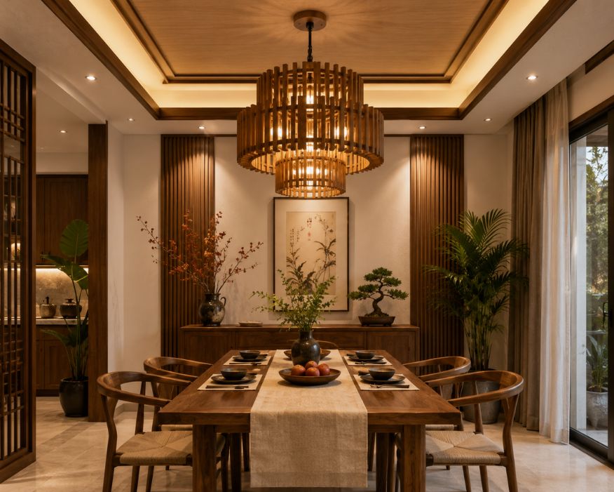 đèn chùm gỗ á đông