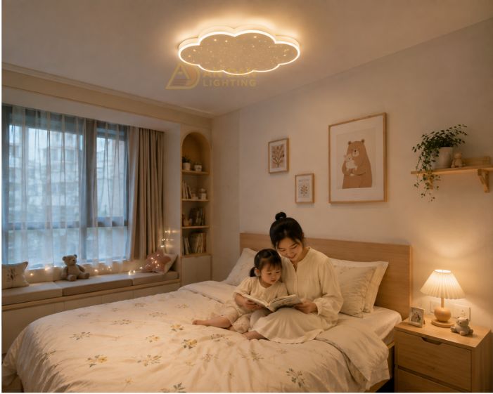 đèn ốp trần phòng ngủ đẹp cho mẹ và bé