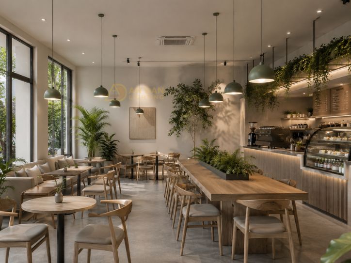 đèn thả cafe xanh mát