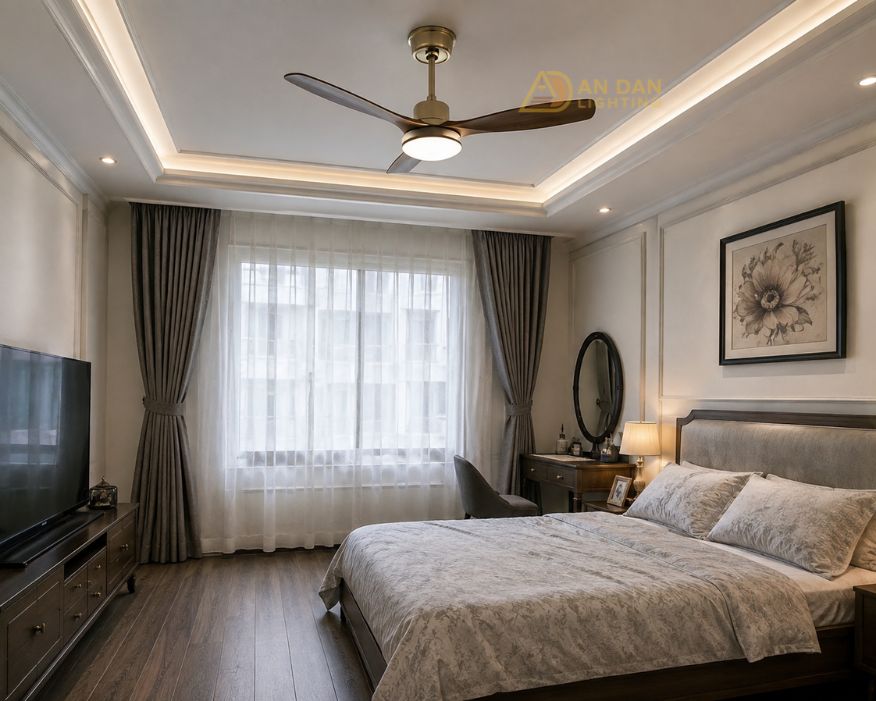 quạt trần đèn 3 cánh cho phòng ngủ