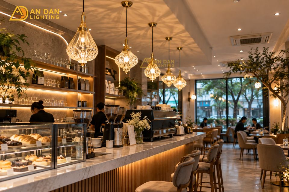 Các kiểu thiết kế đèn nội thất quán cafe đang thịnh hành 2026