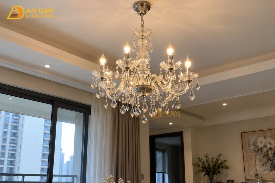 đèn chùm đẹp bằng thủy tinh