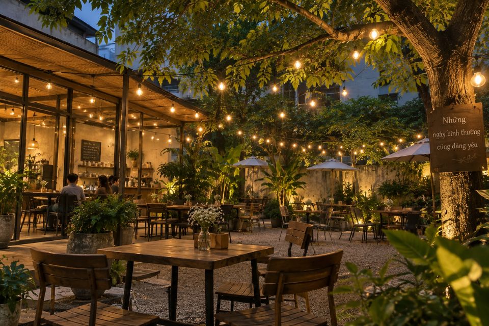 đèn dây trang trí quán cafe
