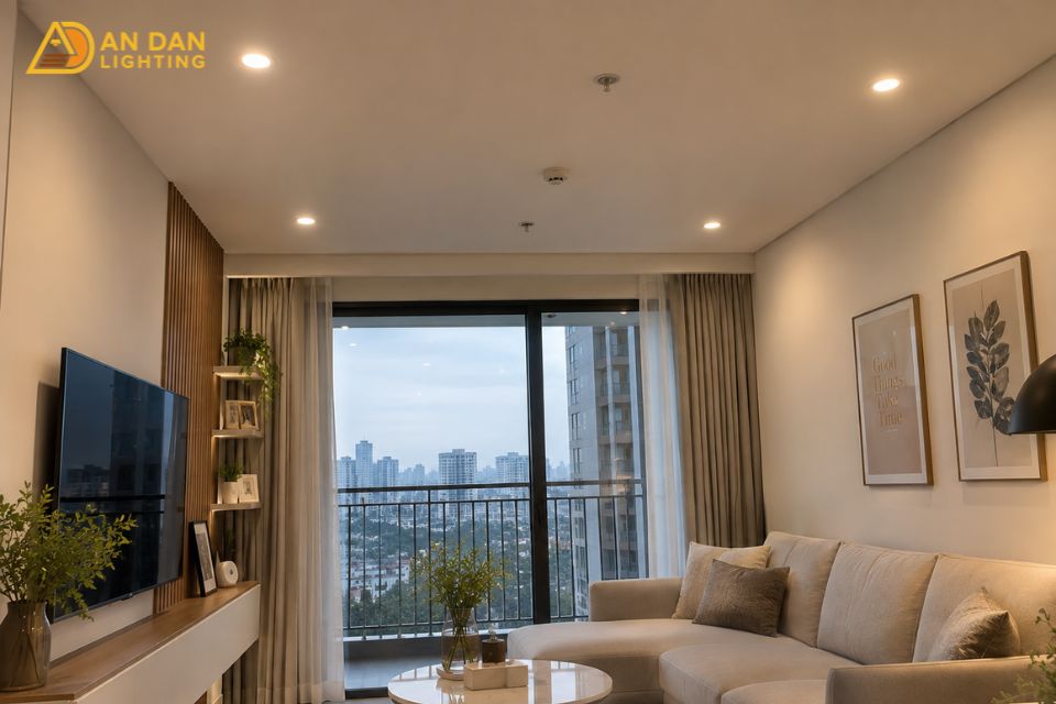 lắp đặt đèn Led âm trần phòng khách
