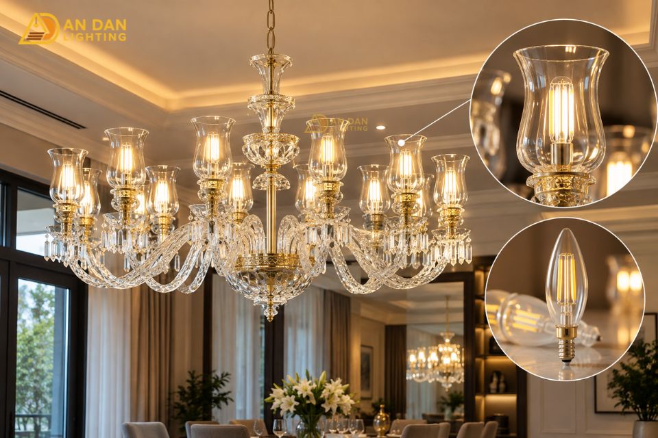 bóng led trong đèn pha lê
