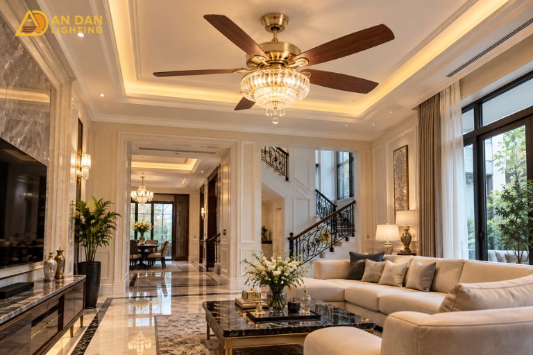 quạt trần đèn lắp biệt thự (2)